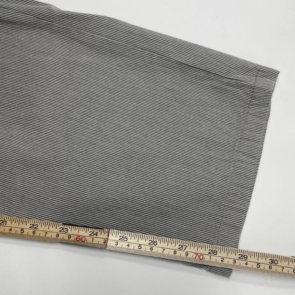 Calvin Klein Mens Grey White Micro Stripe Straight Leg Cotton Pants 38x30 Preppy